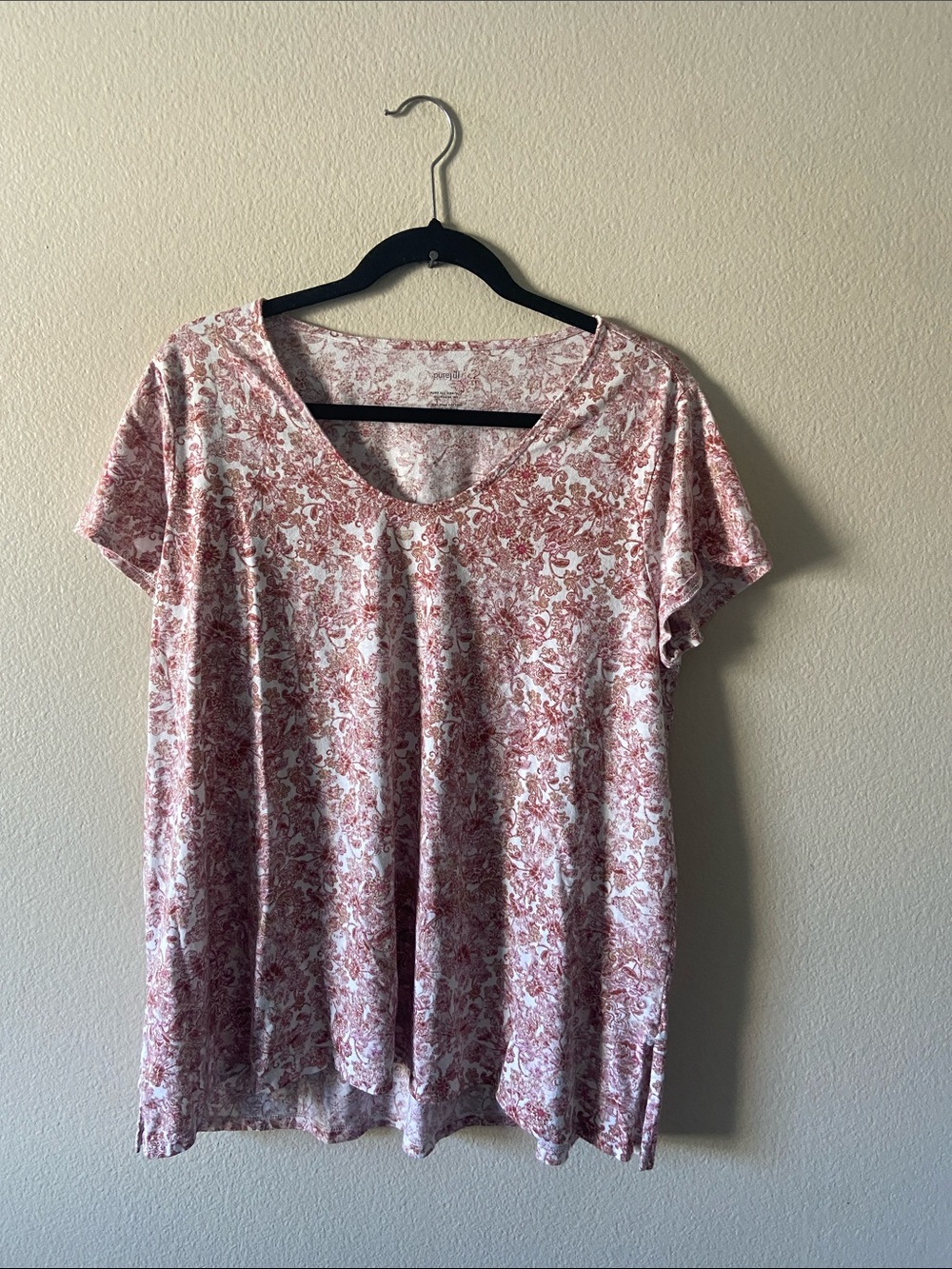 Pure Jill 100% PIMA COTTON Slit Elliptical Tee